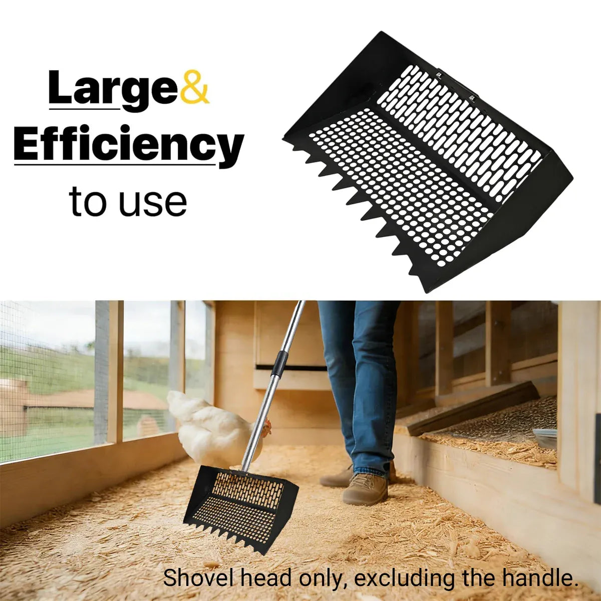 Chicken Coop Cleaning Shovel Head Metal Litter Scoop Sifter Garden Tool