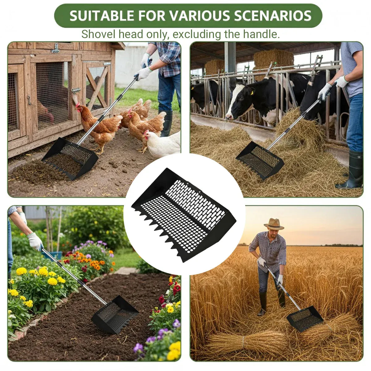Chicken Coop Cleaning Shovel Head Metal Litter Scoop Sifter Garden Tool