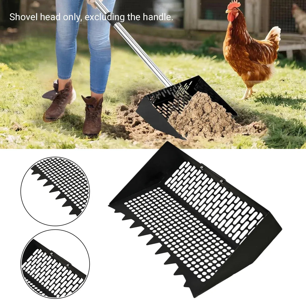 Chicken Coop Cleaning Shovel Head Metal Litter Scoop Sifter Garden Tool
