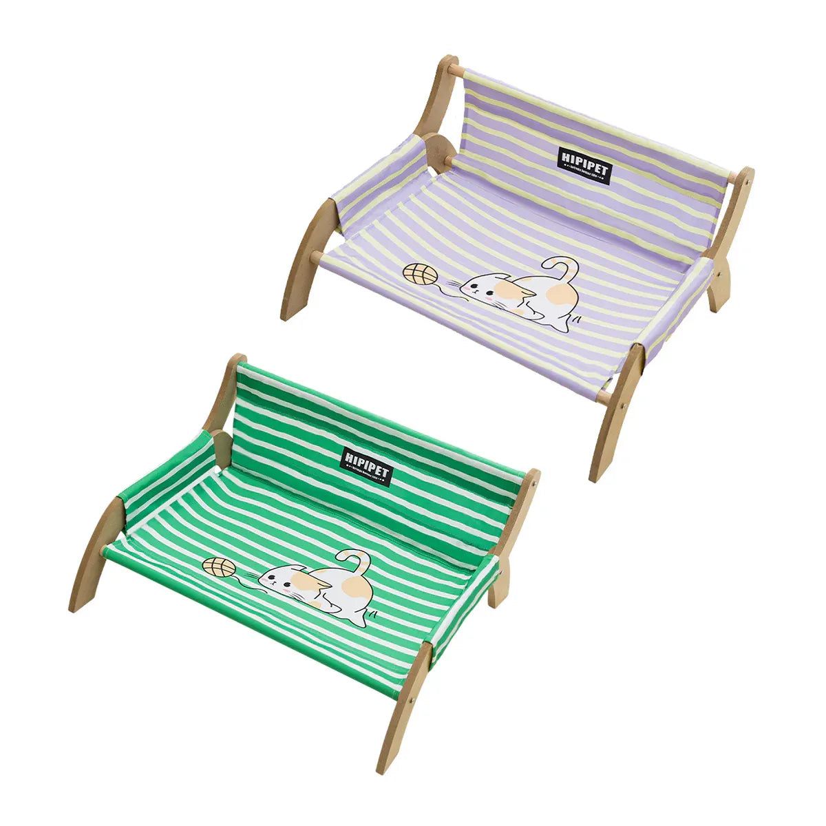Pet Striped Lounge Bed Pet Nest Soft Cushion Washable Anti Slip Comfortable - Purple