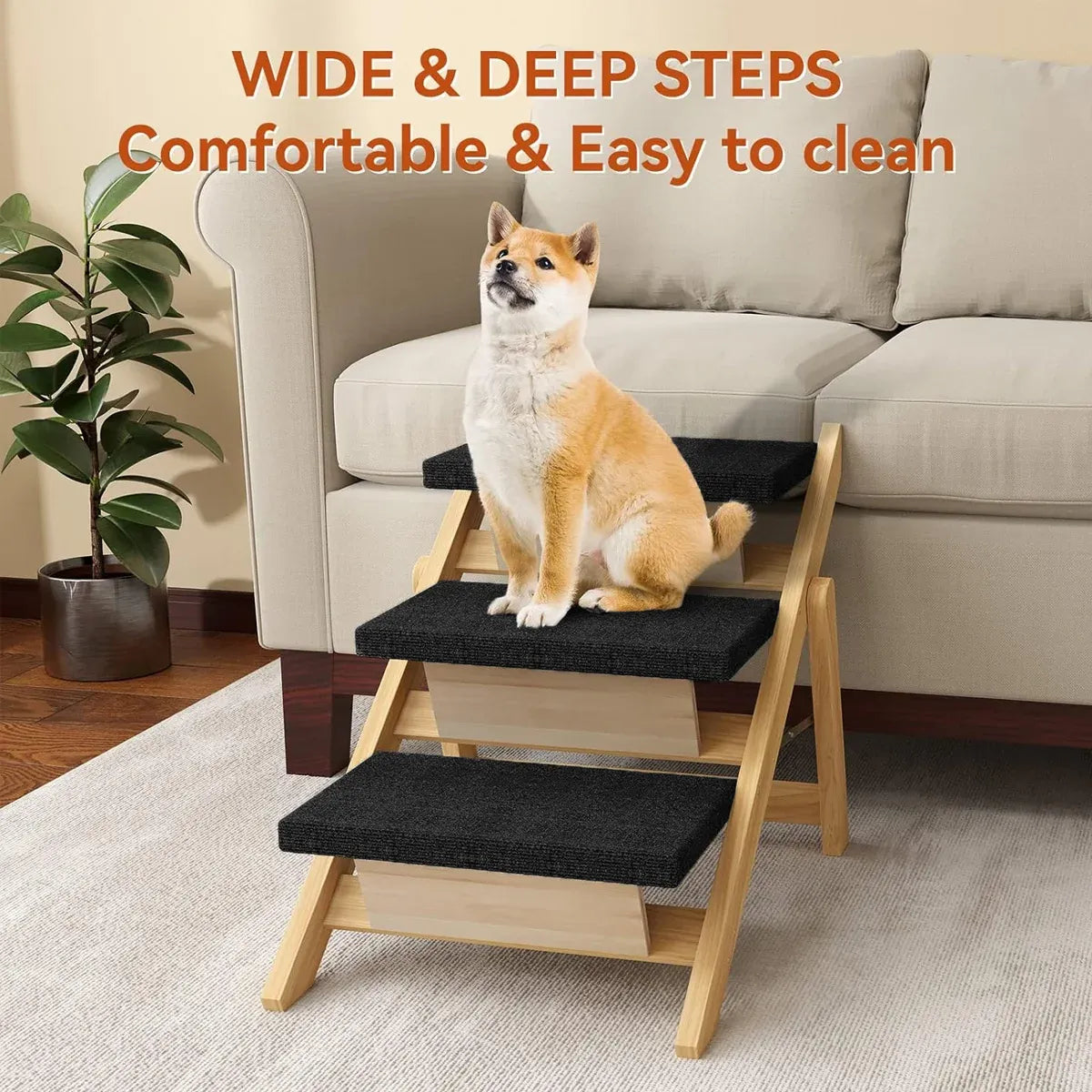 Outdoor Indoor Portable Wooden Pet Stairs Dog Cat Climbing Ladder Non Slip Play