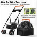 Foldable 2 in 1 Pet Stroller for Outdoor Travel Outing Lightweight Pet Carrier - Blue
