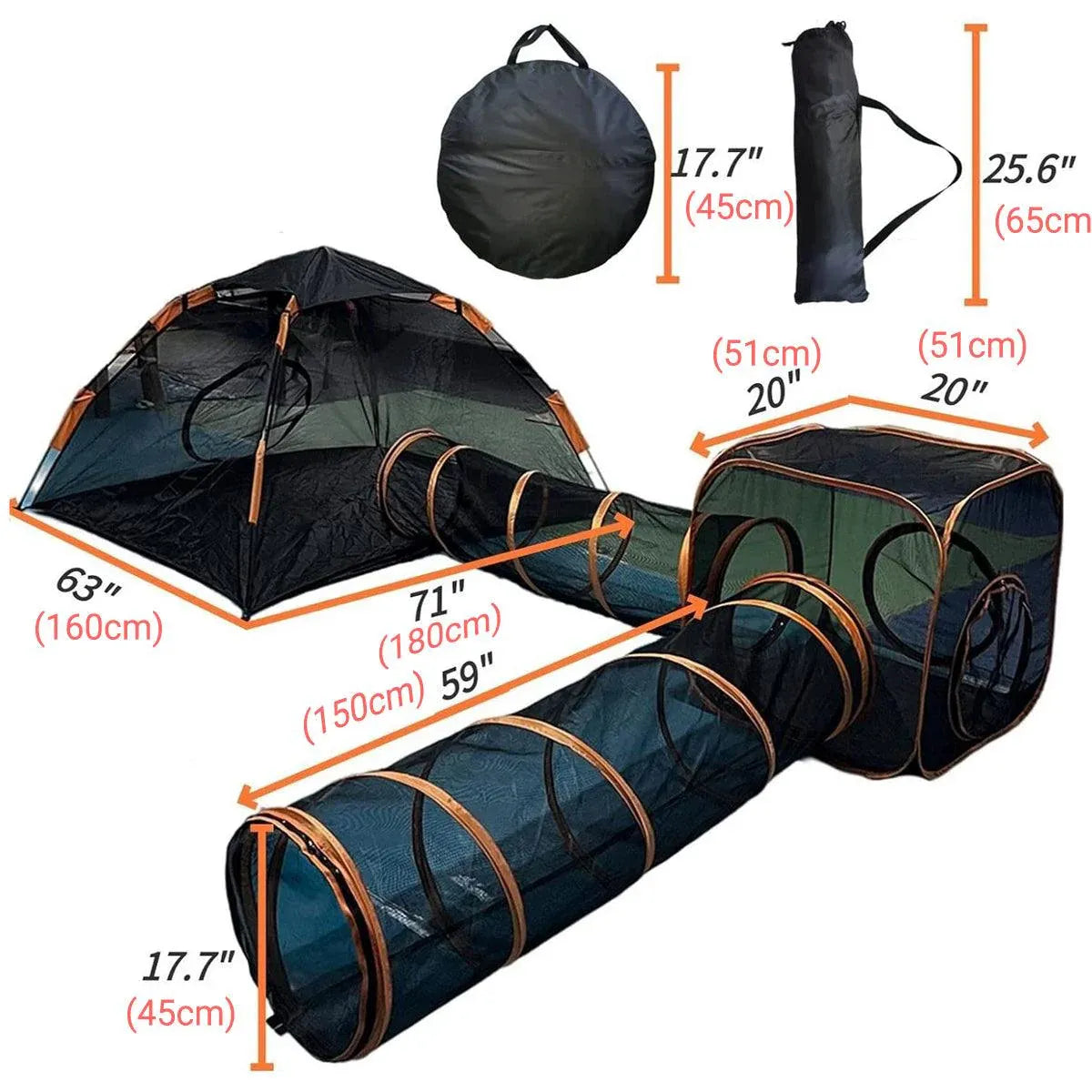 4pcs Outdoor Pet Enclosure Dog Cat Folding Tunnel Italian Combination Tent