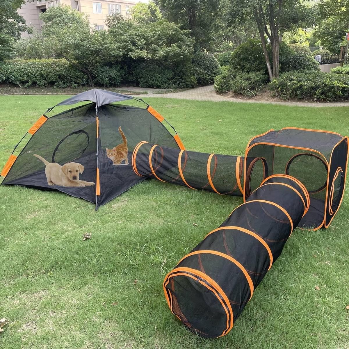 4pcs Outdoor Pet Enclosure Dog Cat Folding Tunnel Italian Combination Tent