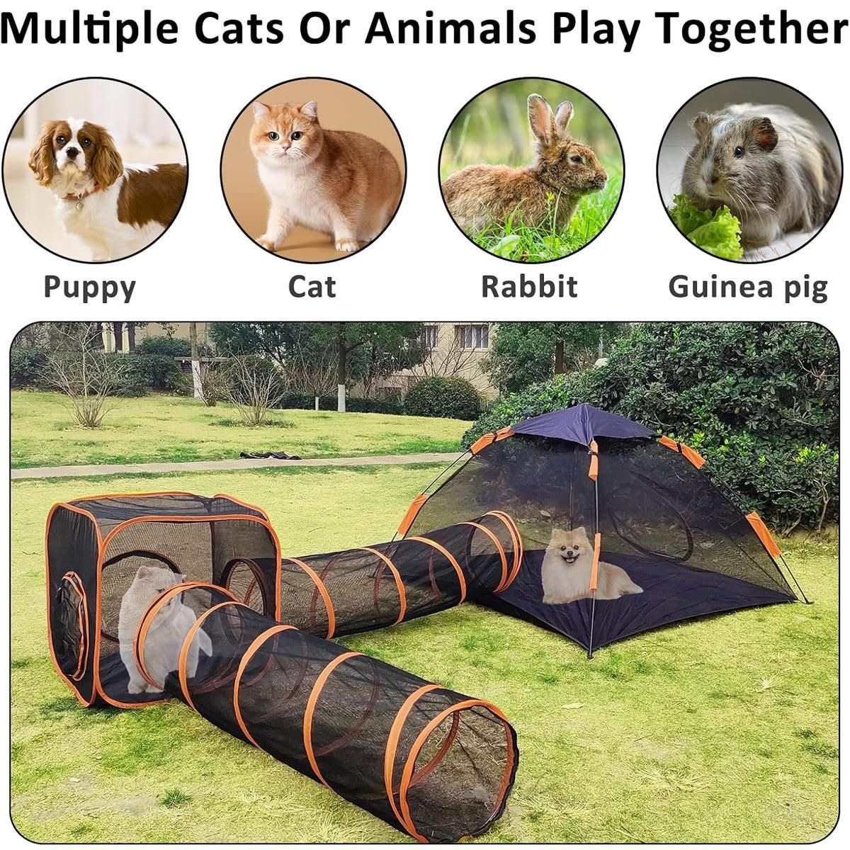 4pcs Outdoor Pet Enclosure Dog Cat Folding Tunnel Italian Combination Tent