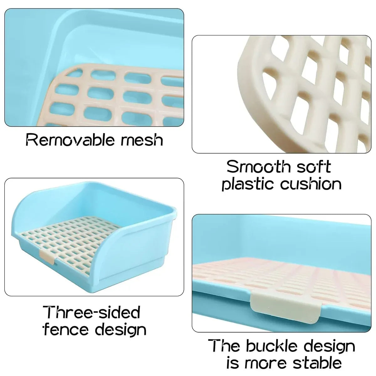 Large Rabbit Litter Box Drawer Corner Toilet for Chinchillas Hamsters Small Pets - Blue