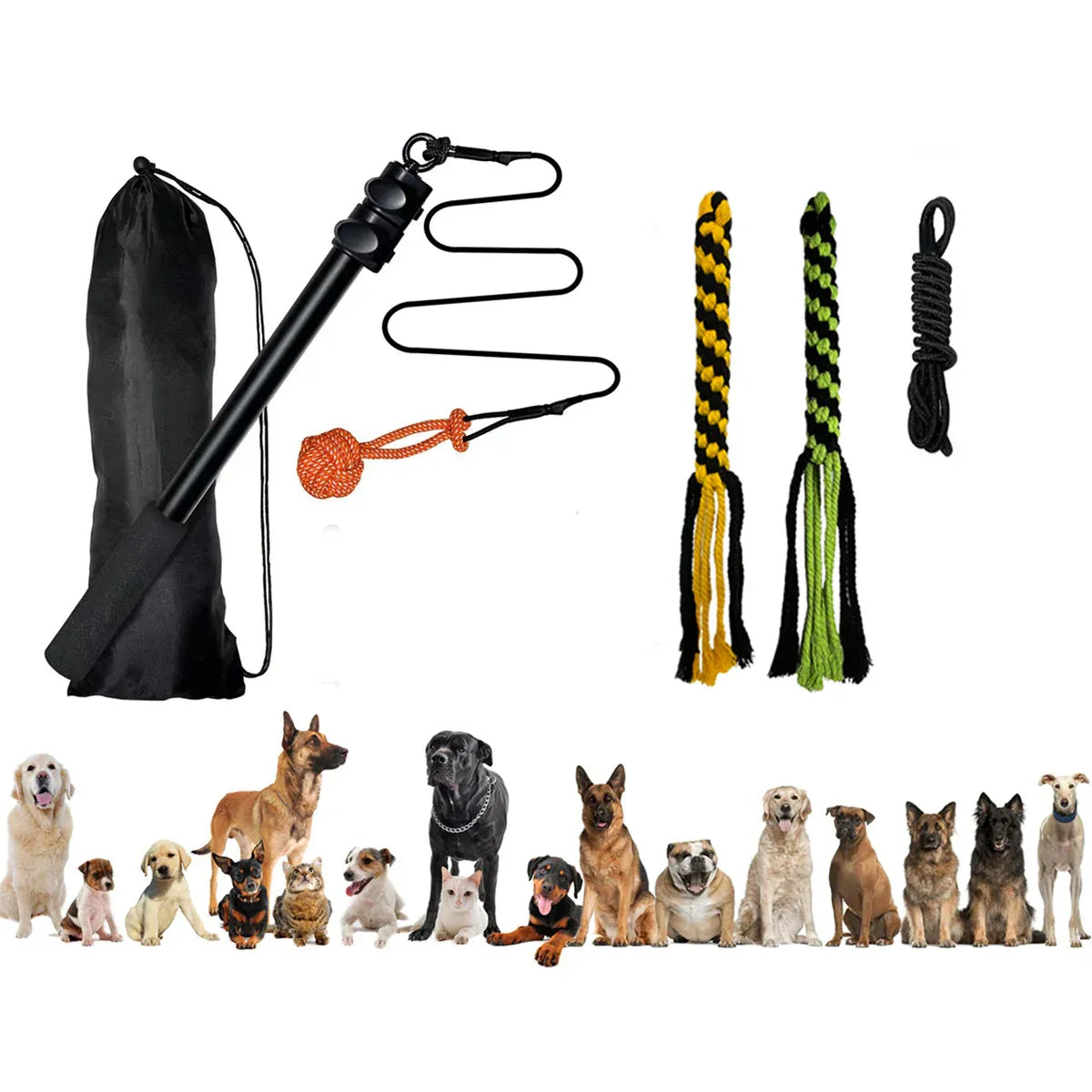 Retractable Dog Teaser Stick Dog Teaser Pole Toy For Dogs Interactive Pet Play