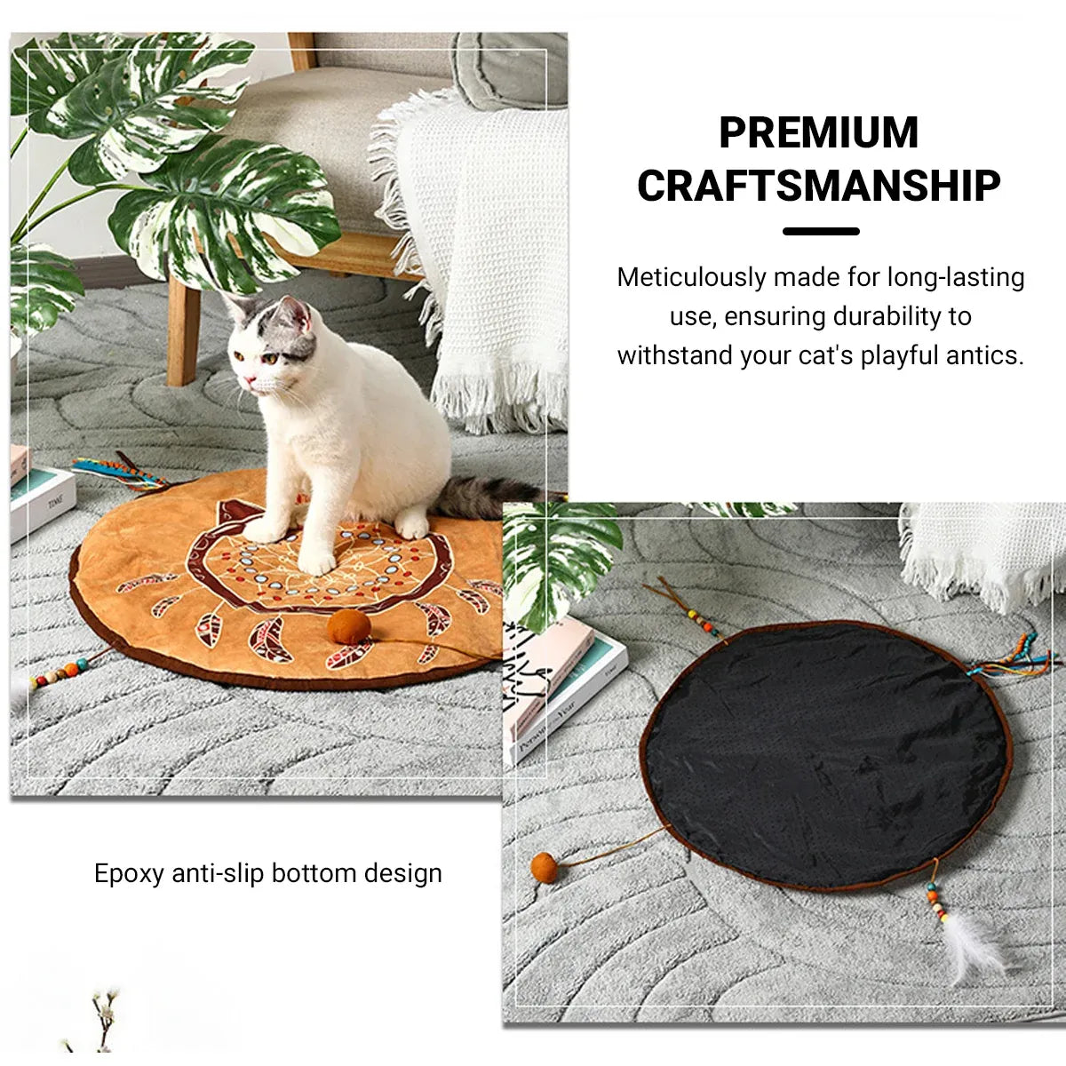 Bohemian Style Pet Bed Mat Washable Non Slip for Dogs Cats All Seasons Home Use