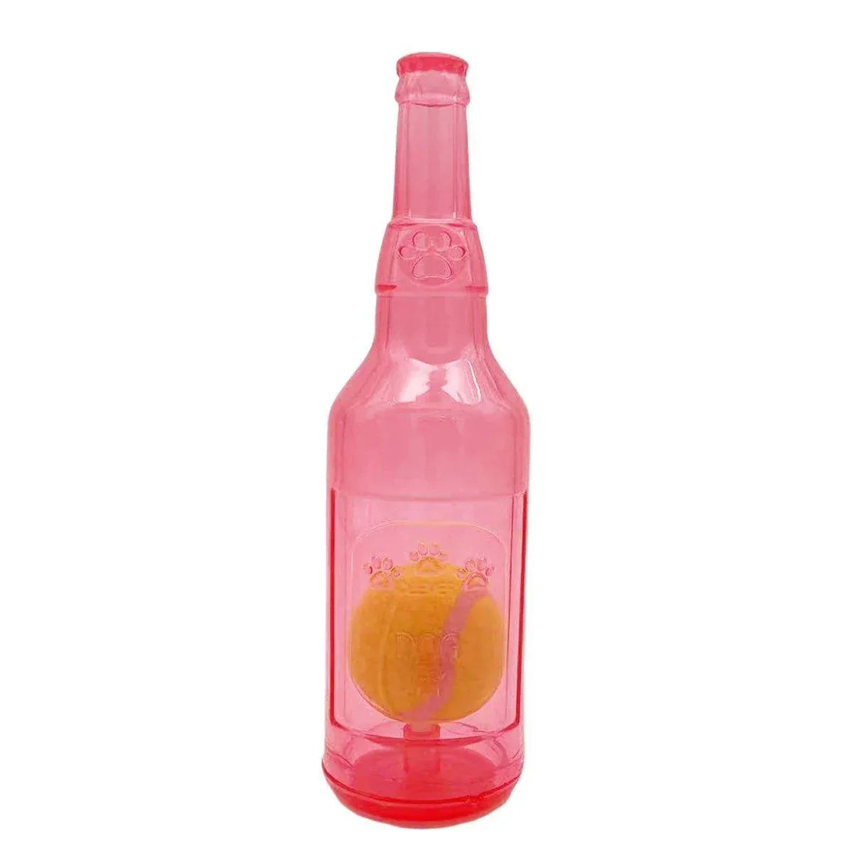 Durable Pet Teething Resistant Tennis Ball Wine Bottle Chew Toy for Dogs Play - Red-L