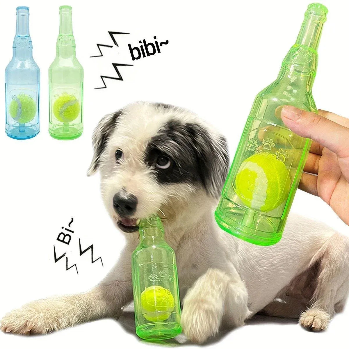 Durable Pet Teething Resistant Tennis Ball Wine Bottle Chew Toy for Dogs Play - Red-L