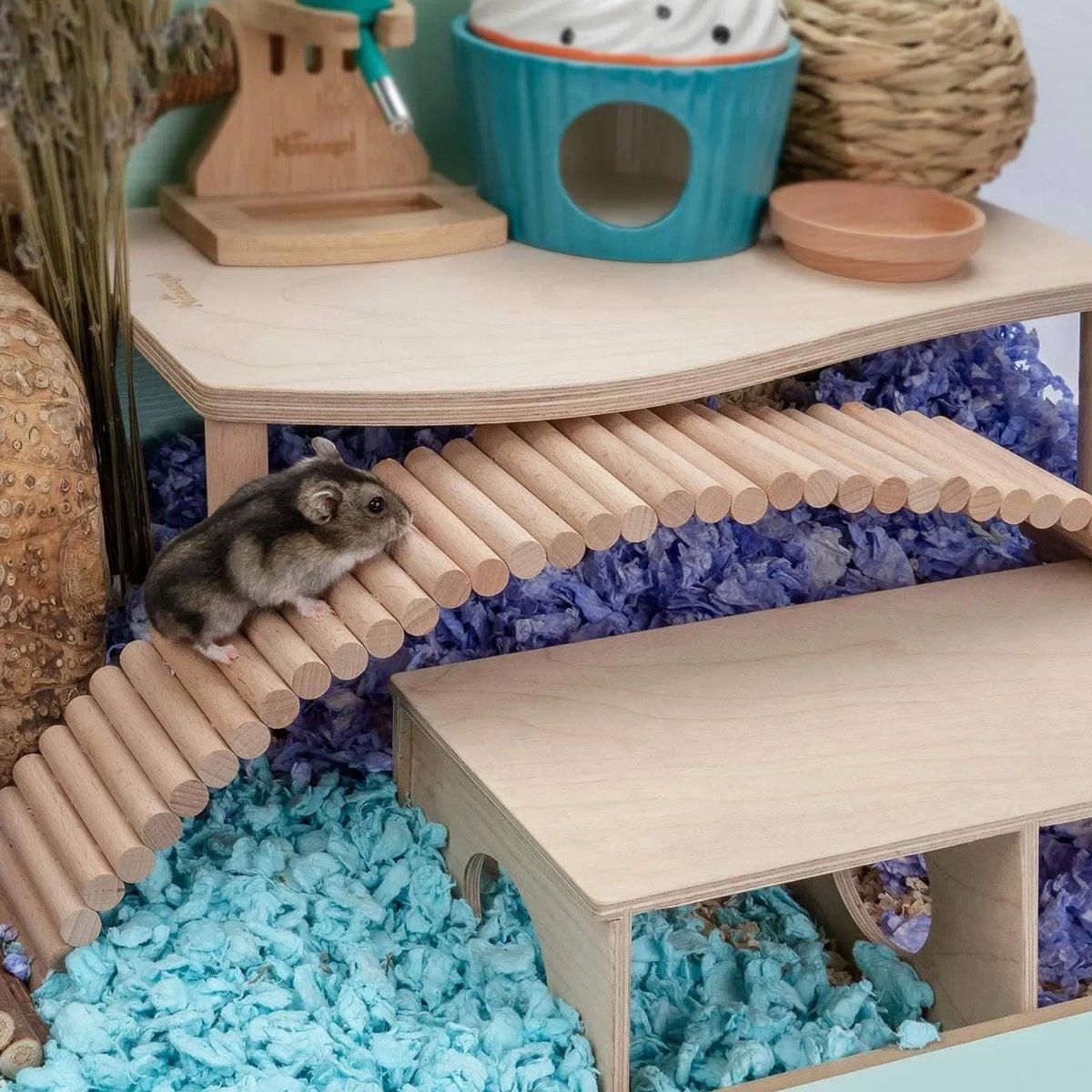 Wooden Hamster Toys Climbing Stairs Bridge Small Pet Soft Ladder Playground