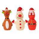 Christmas Dog Toys Set Santa Reindeer Snowman Latex Pet Squeaker Toys Multicolor - Brown