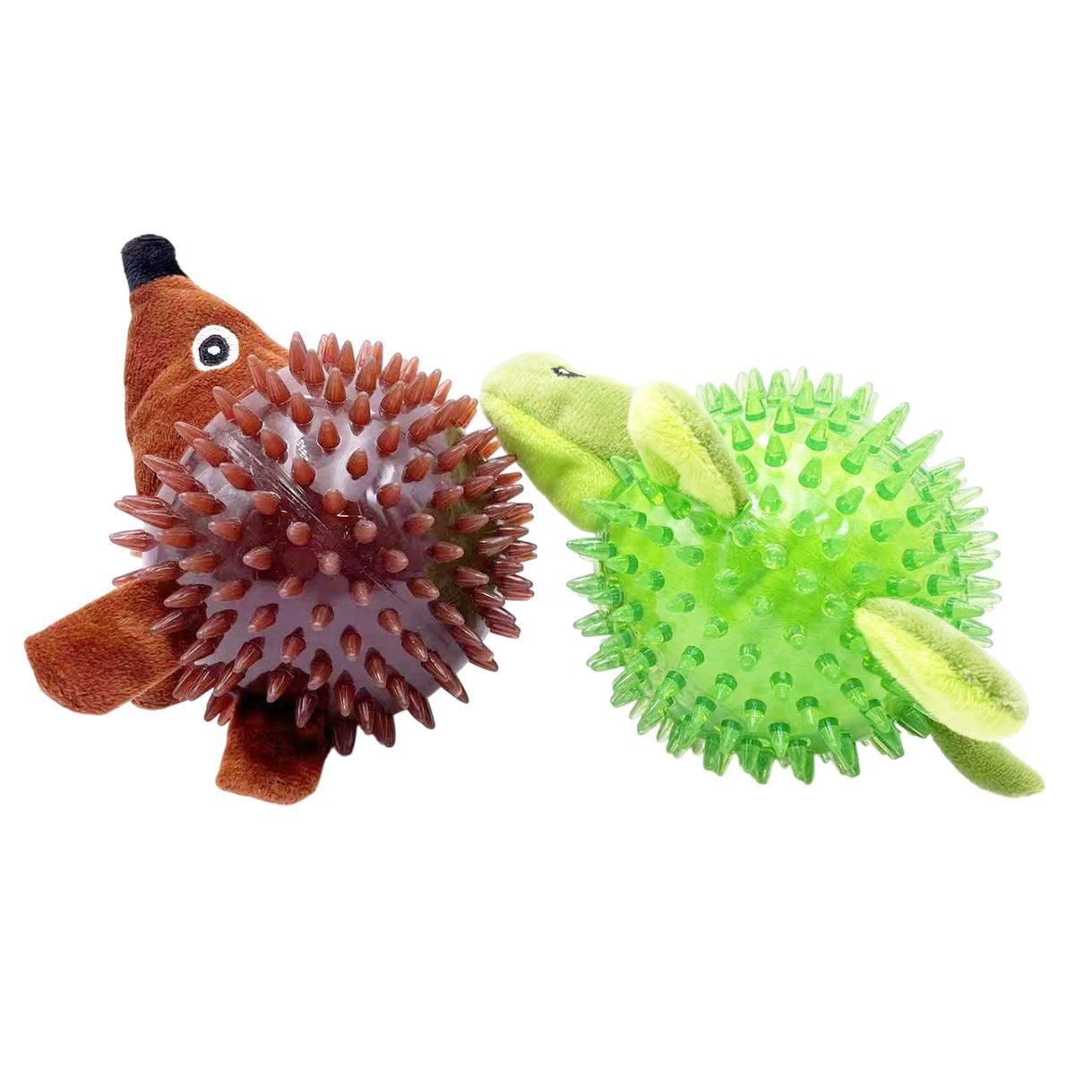 Dog Toy Rubber Spiky Ball Squeaky Chew Sound Interactive Pet Play Training - Turtle