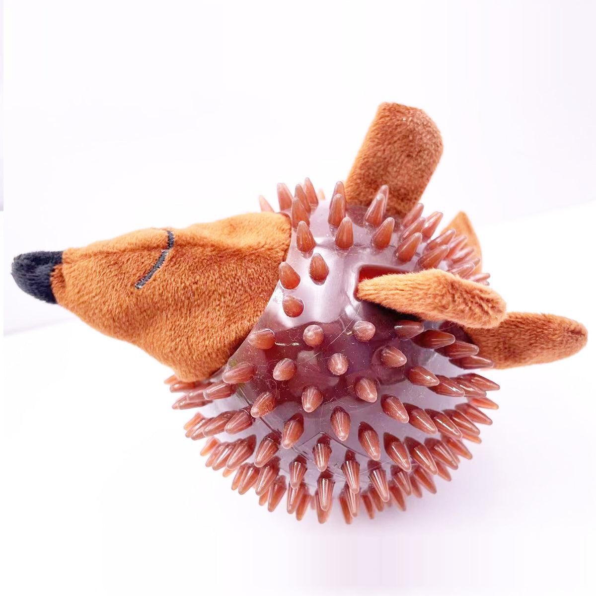 Dog Toy Rubber Spiky Ball Squeaky Chew Sound Interactive Pet Play Training - Turtle