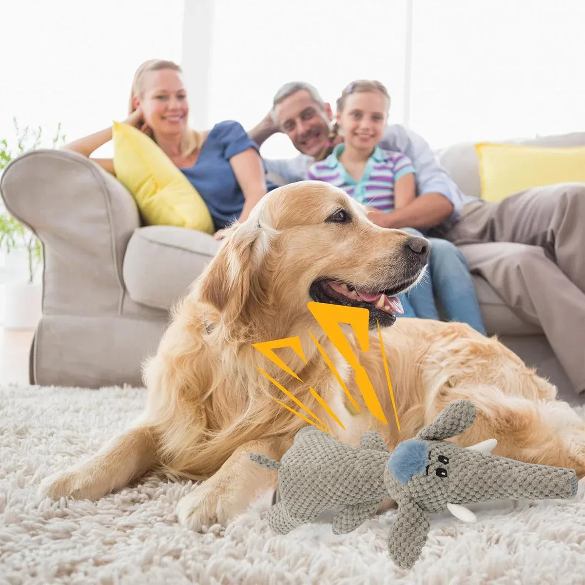Pet Plush Corn Fleece Squeaky Toy Chew Teeth Cleaning For Dogs Puppies Safe Soft - Orange