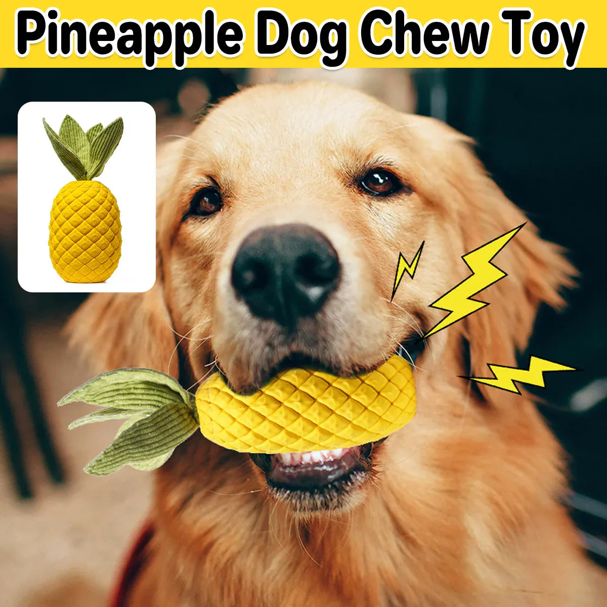 Dog Rubber Pineapple Toy Bite Molar Tooth Interactive Sound Resistant Pet Toy