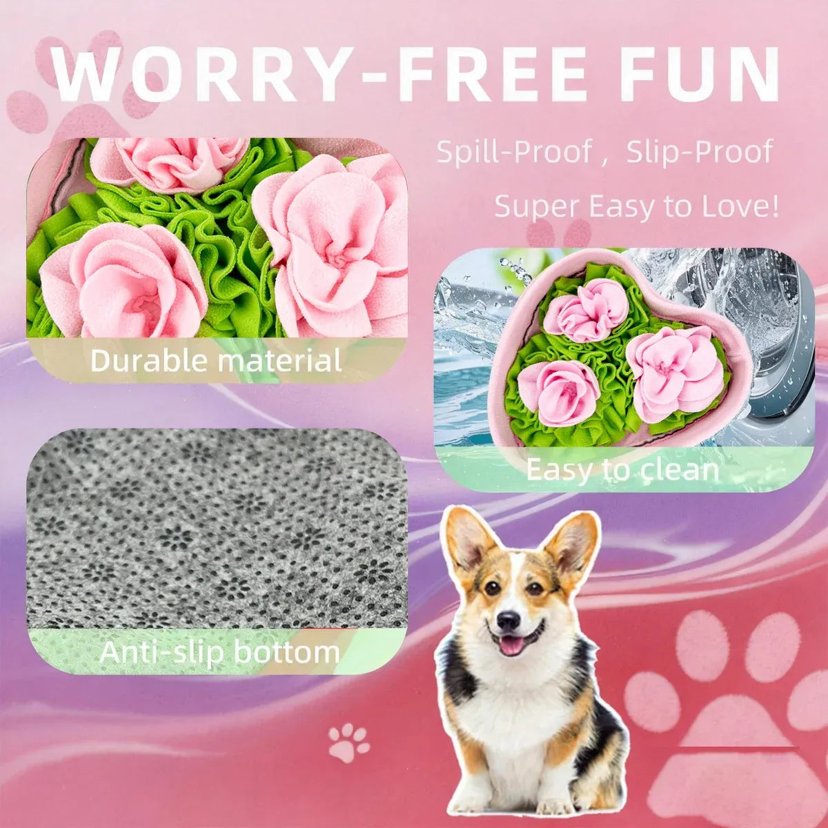 Dog Snuffle Mat Heart Shape Slow Feeder Puzzle Toy for Foraging Training