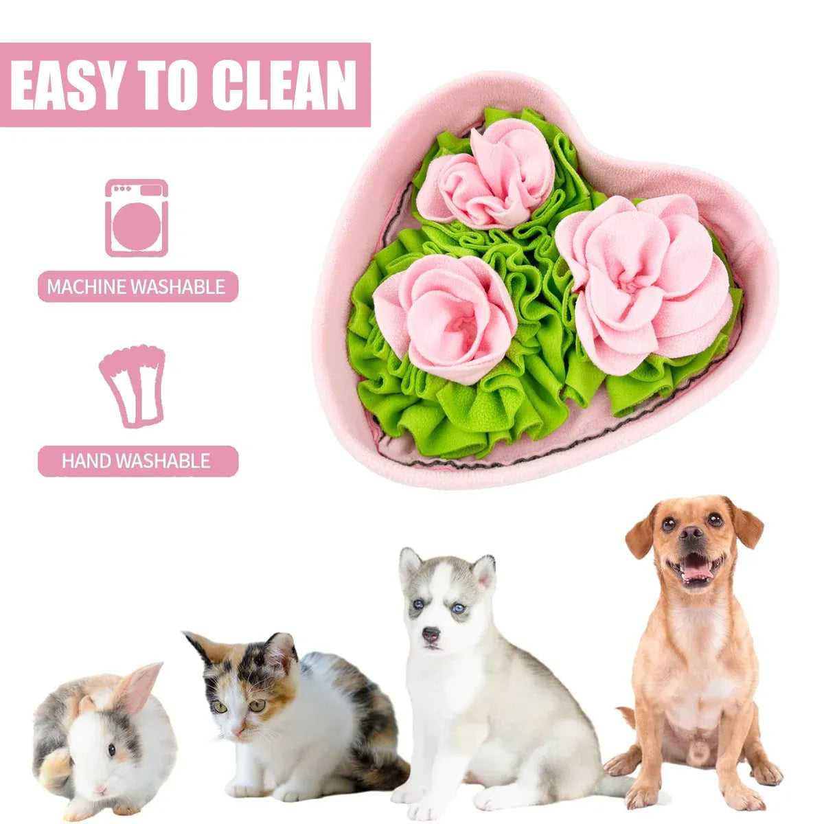 Dog Snuffle Mat Heart Shape Slow Feeder Puzzle Toy for Foraging Training