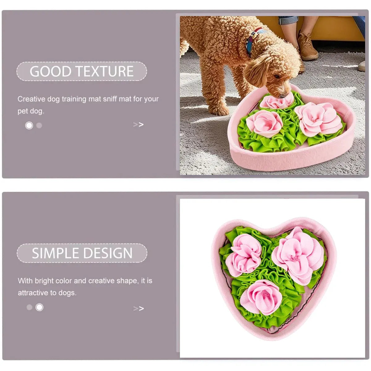Dog Snuffle Mat Heart Shape Slow Feeder Puzzle Toy for Foraging Training