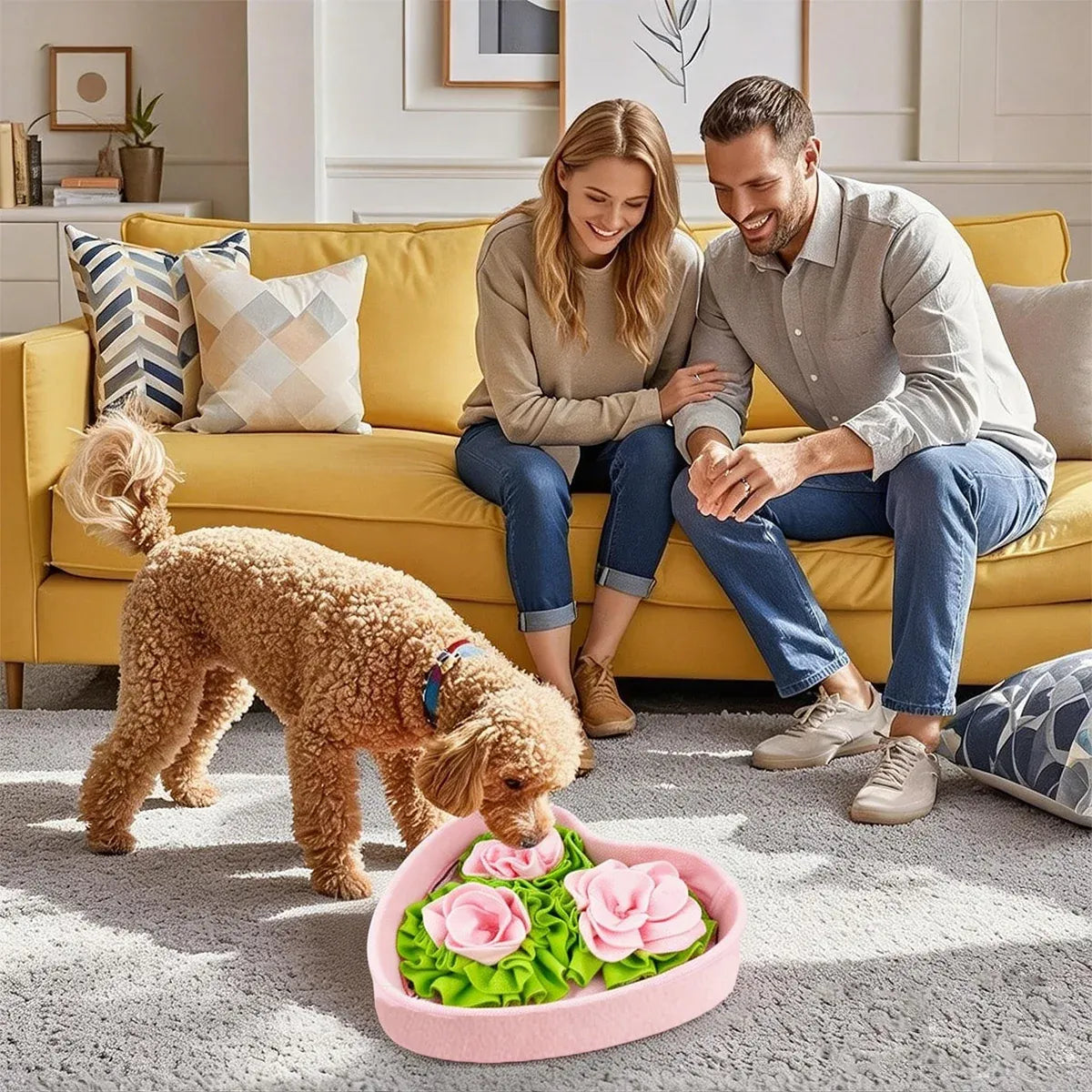 Dog Snuffle Mat Heart Shape Slow Feeder Puzzle Toy for Foraging Training