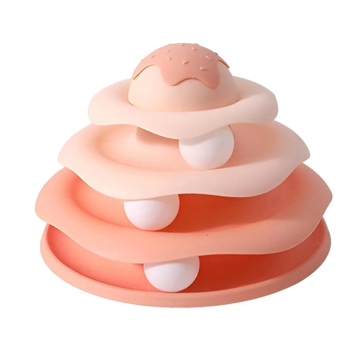Funny Cat Toy Pet Toys Plastic Tower Interactive Track Ball Playing Game 3 Level - Pink