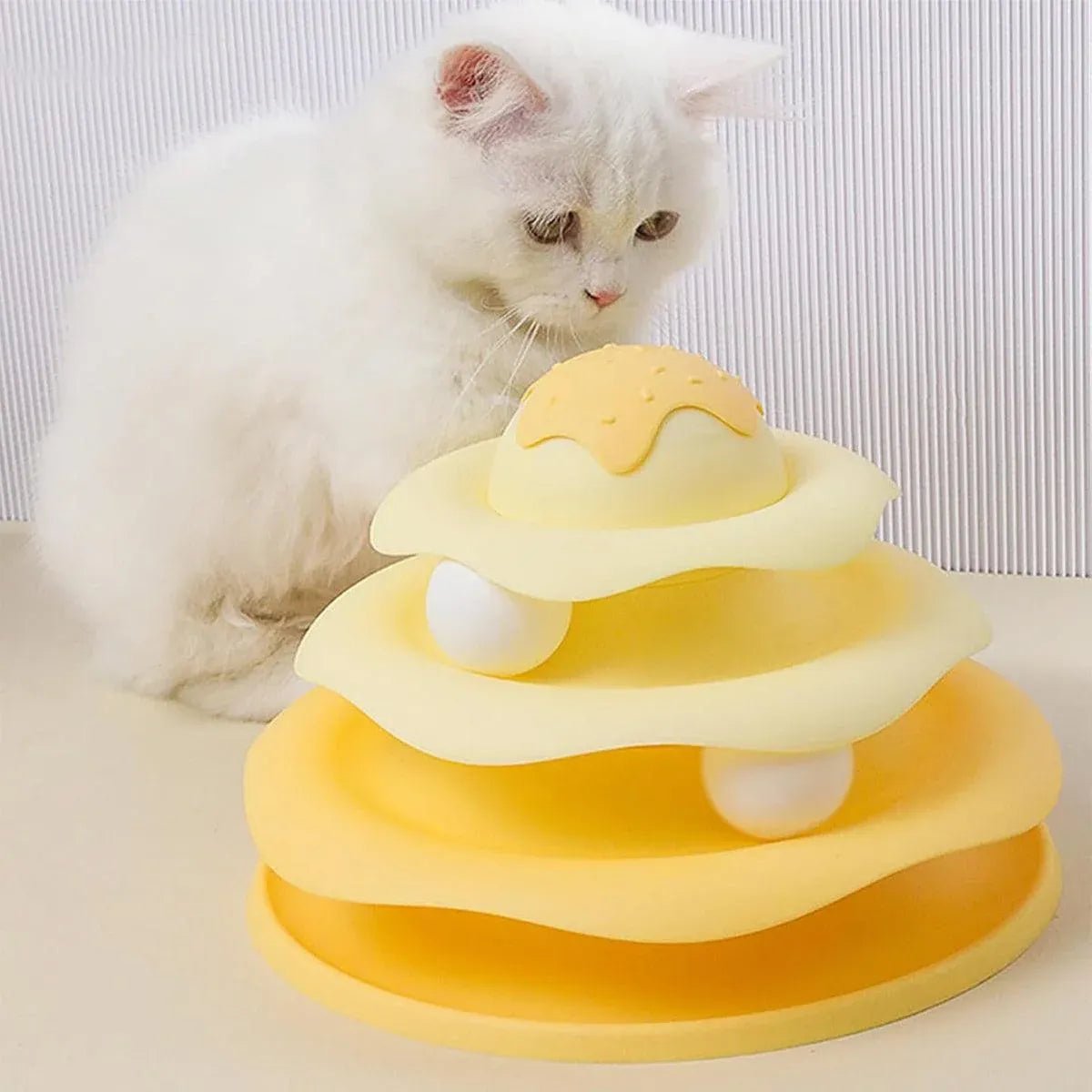 Funny Cat Toy Pet Toys Plastic Tower Interactive Track Ball Playing Game 3 Level - Pink