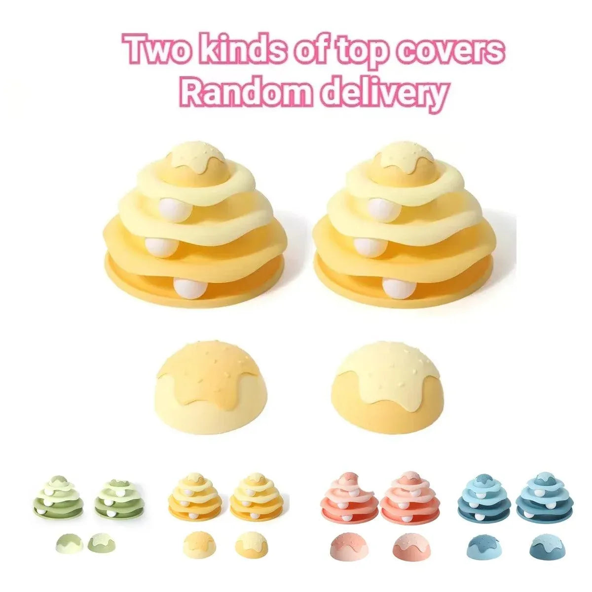 Funny Cat Toy Pet Toys Plastic Tower Interactive Track Ball Playing Game 3 Level - Pink