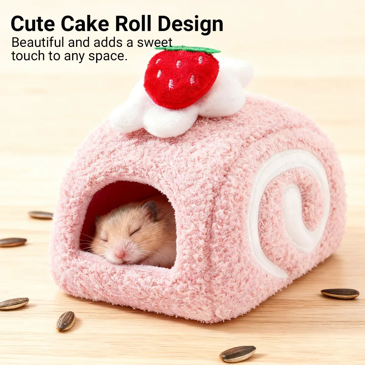 Hamster Cotton Nest Warm Cozy for Small Pets Winter Sleeping Bed Soft Washable - Pink