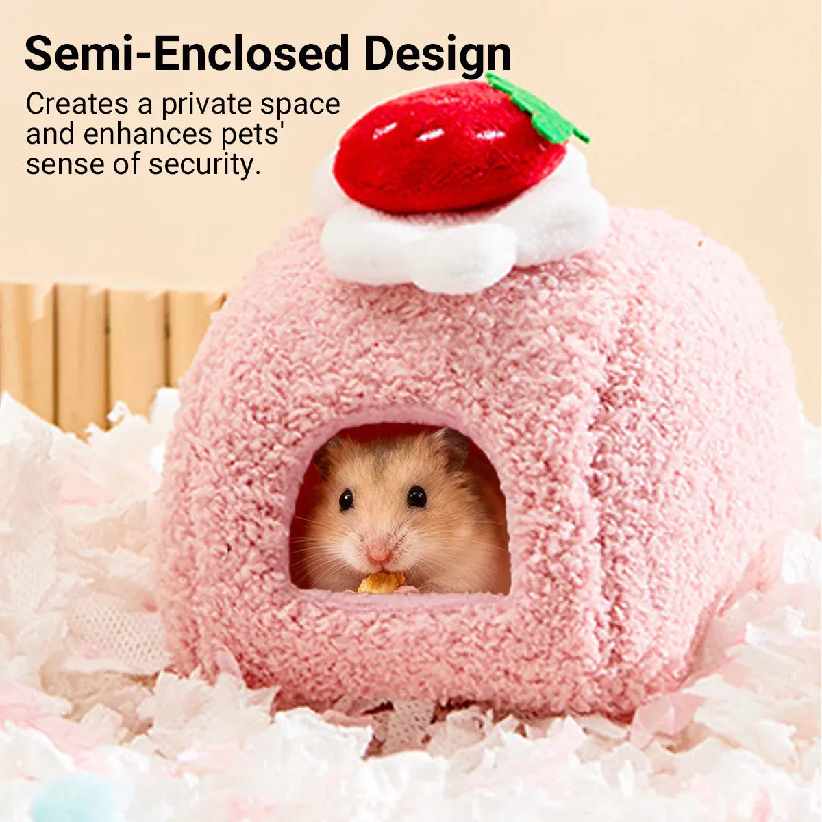 Hamster Cotton Nest Warm Cozy for Small Pets Winter Sleeping Bed Soft Washable - Pink