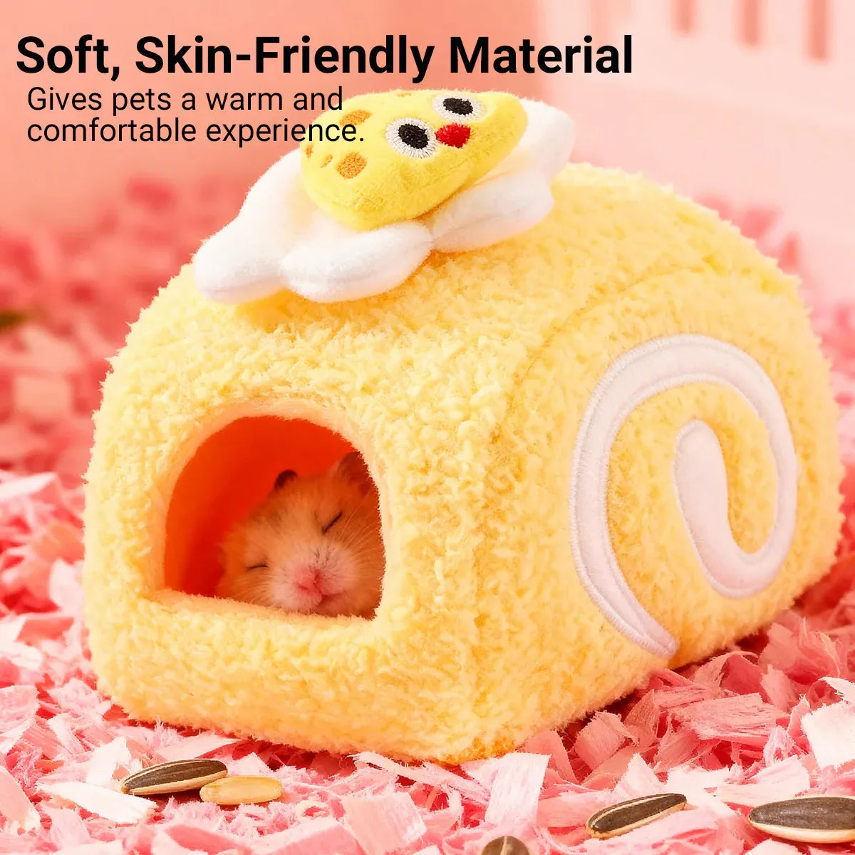 Hamster Cotton Nest Warm Cozy for Small Pets Winter Sleeping Bed Soft Washable - Pink