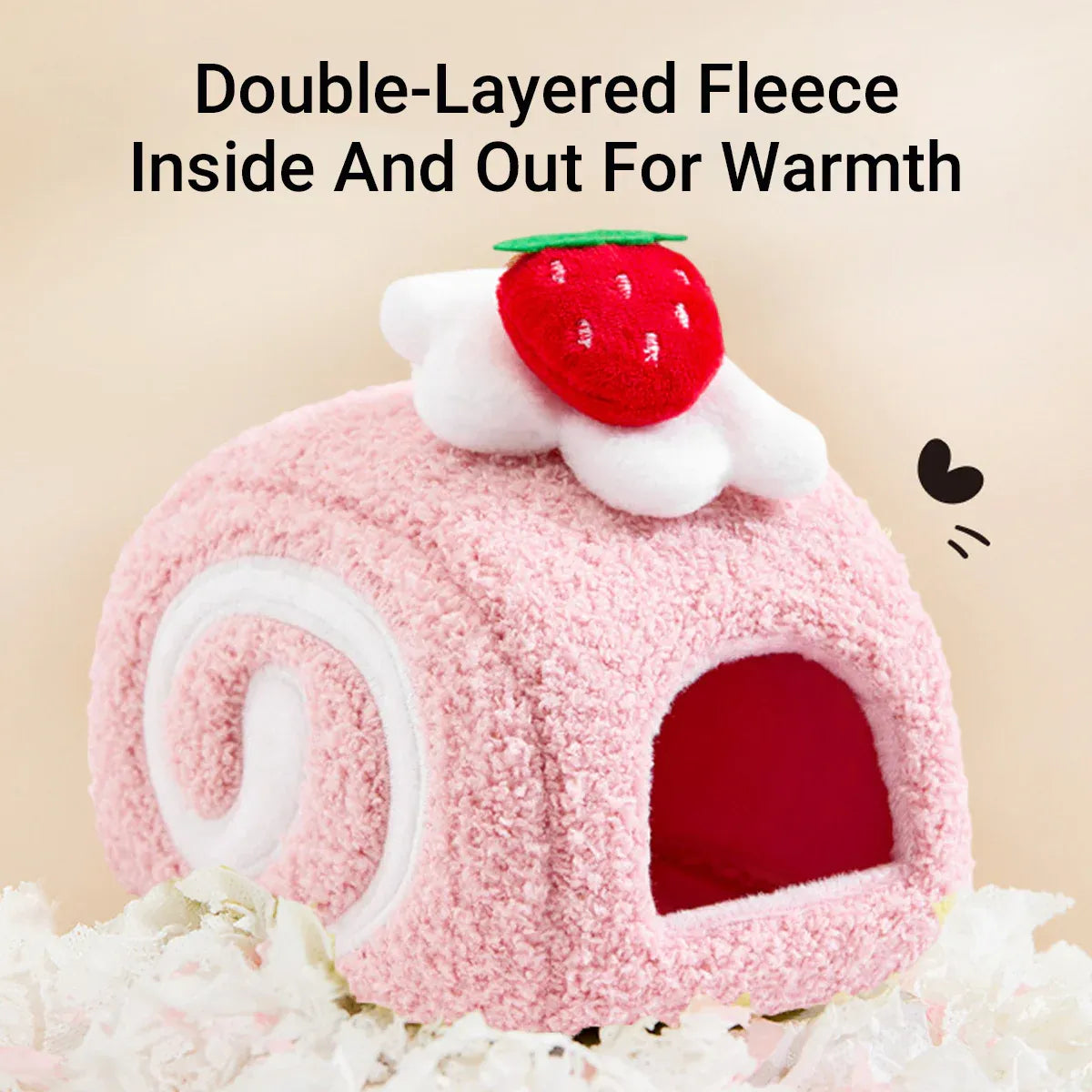 Hamster Cotton Nest Warm Cozy for Small Pets Winter Sleeping Bed Soft Washable - Pink