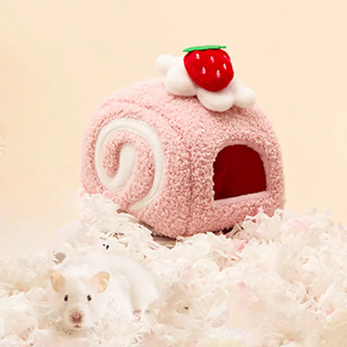 Hamster Cotton Nest Warm Cozy for Small Pets Winter Sleeping Bed Soft Washable - Pink