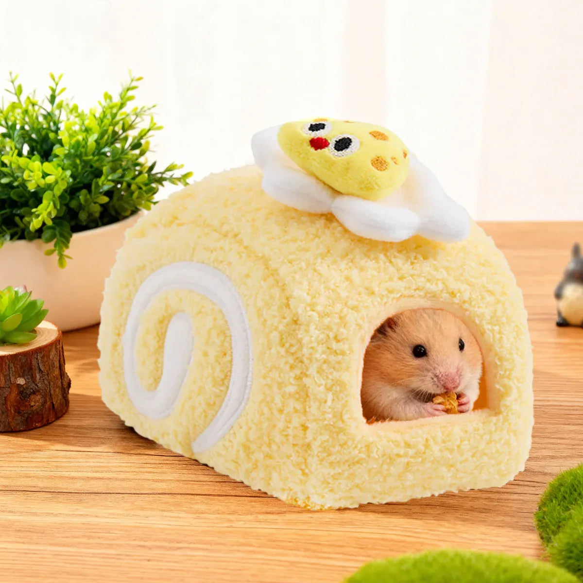 Hamster Cotton Nest Warm Cozy for Small Pets Winter Sleeping Bed Soft Washable - Pink