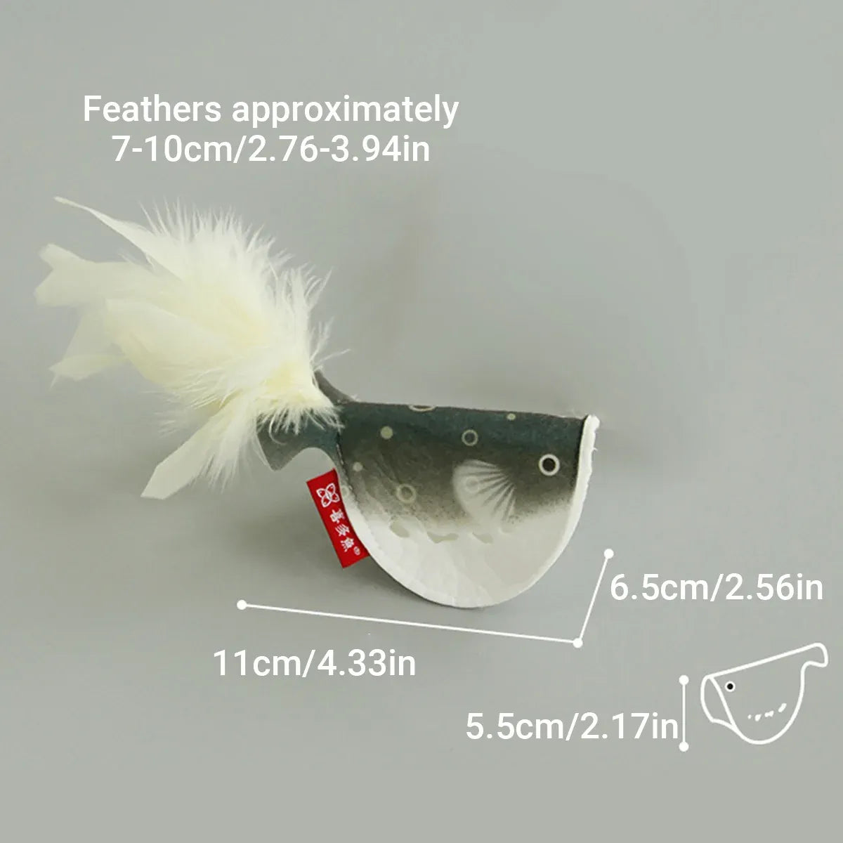2pcs Catnip Pufferfish Cat Toy with Feather Tail Bell Interactive Felt Toy