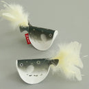 2pcs Catnip Pufferfish Cat Toy with Feather Tail Bell Interactive Felt Toy