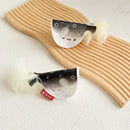 2pcs Catnip Pufferfish Cat Toy with Feather Tail Bell Interactive Felt Toy