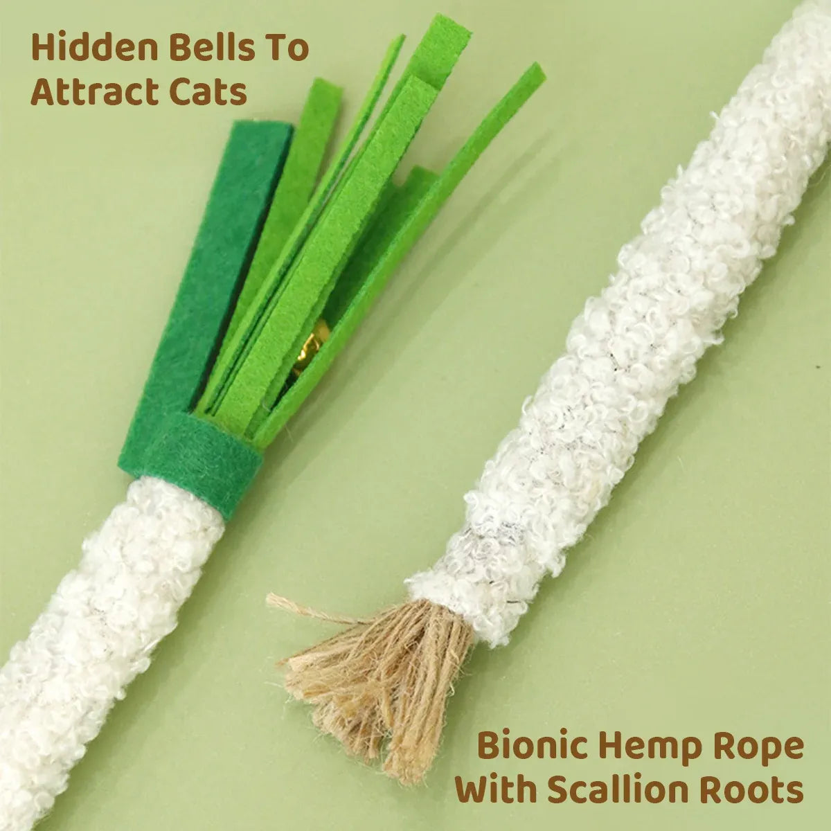 5pcs Simulation Scallion Cat Chewing Toy with Silvervine Bell Felt Interactive