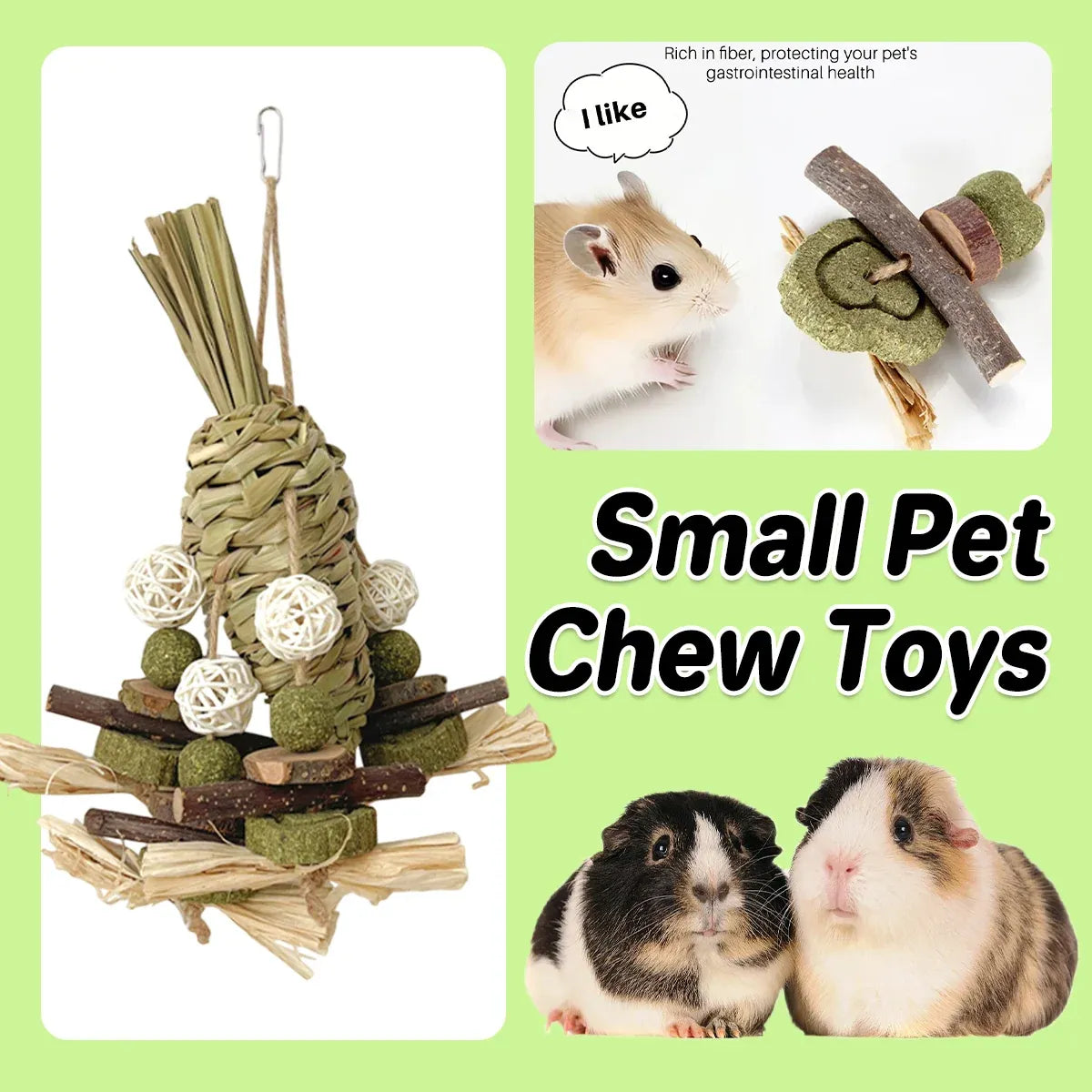 Rabbit Chinchilla Chew Toy Molar Toy Safe Non Toxic Promotes Dental Health