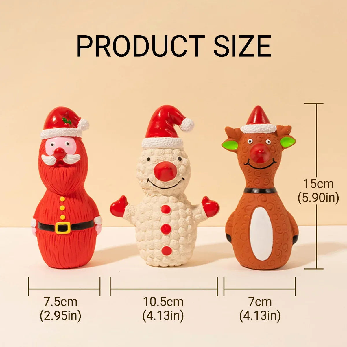 Christmas Dog Toys Set Santa Reindeer Snowman Latex Pet Squeaker Toys Multicolor - White