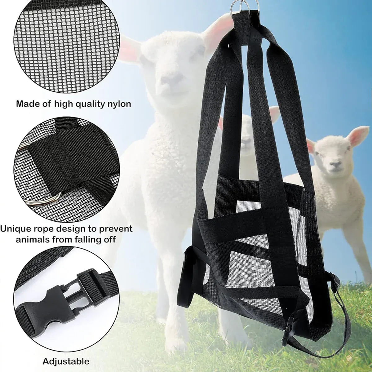 Animal Weighing Bag Hanging Scale Sling Livestock Pet Harness Straps for Farm