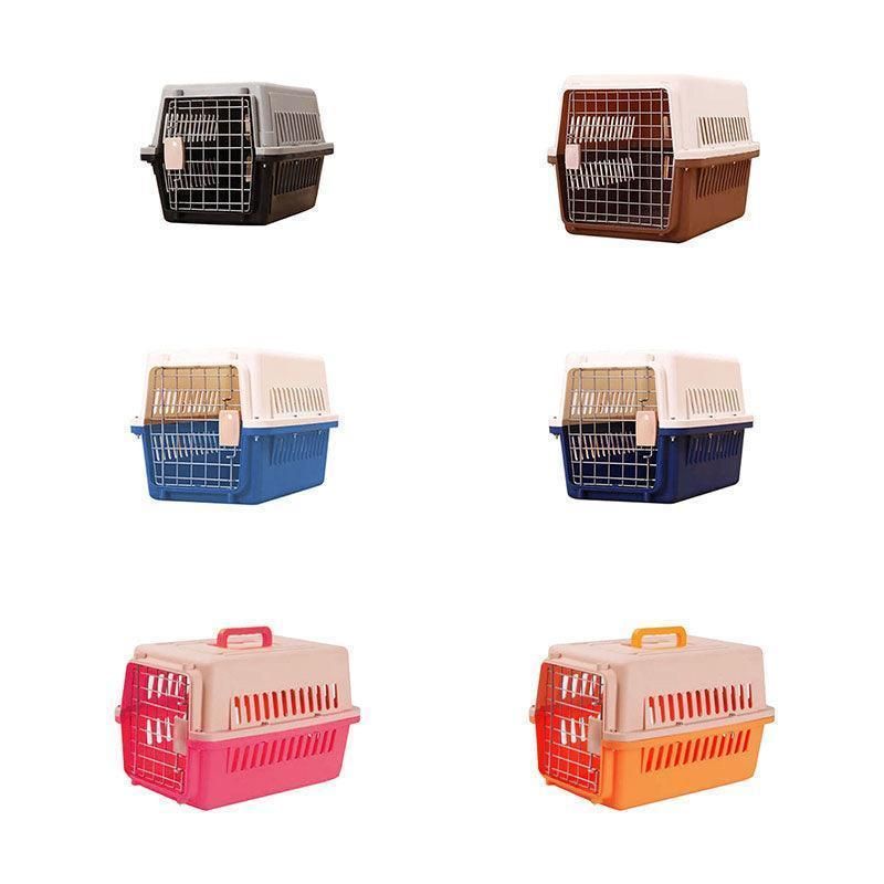 Portable Pet Travel Carrier Crate for Dog Cat Rabbit Ventilated Transport Box - Orange