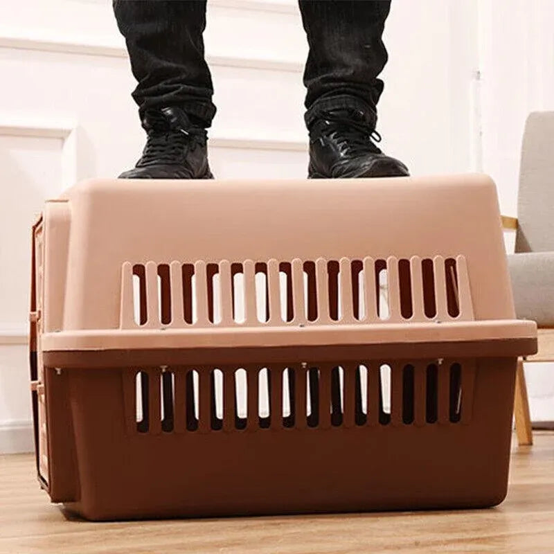 Portable Pet Travel Carrier Crate for Dog Cat Rabbit Ventilated Transport Box - Orange