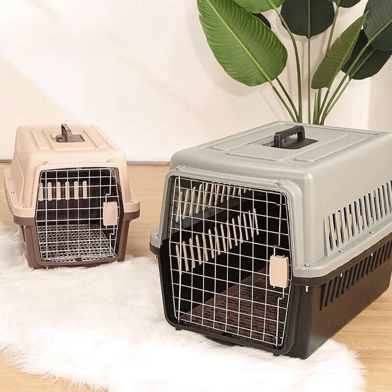 Portable Pet Travel Carrier Crate for Dog Cat Rabbit Ventilated Transport Box - Orange