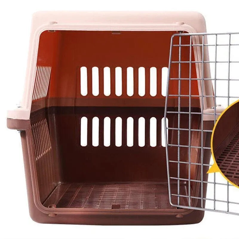 Portable Pet Travel Carrier Crate for Dog Cat Rabbit Ventilated Transport Box - Orange