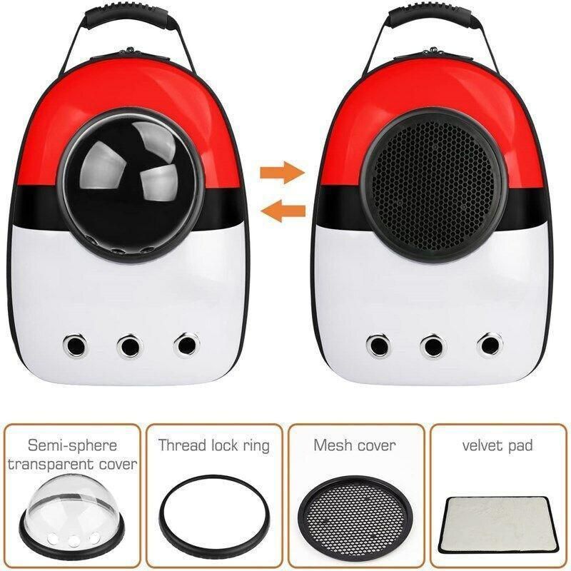 Cat Dog Backpack Carrier Breathable Pet Carrier Bag for Outdoor Travel - Red with White