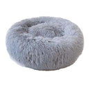 L-70CM Dog Cat Pet Calming Bed Washable ZIPPER Cover Warm Soft Plush Round Sleeping - Grey