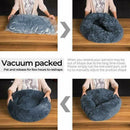 L-70CM Dog Cat Pet Calming Bed Washable ZIPPER Cover Warm Soft Plush Round Sleeping - Grey