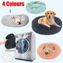 L-70CM Dog Cat Pet Calming Bed Washable ZIPPER Cover Warm Soft Plush Round Sleeping - Light Grey