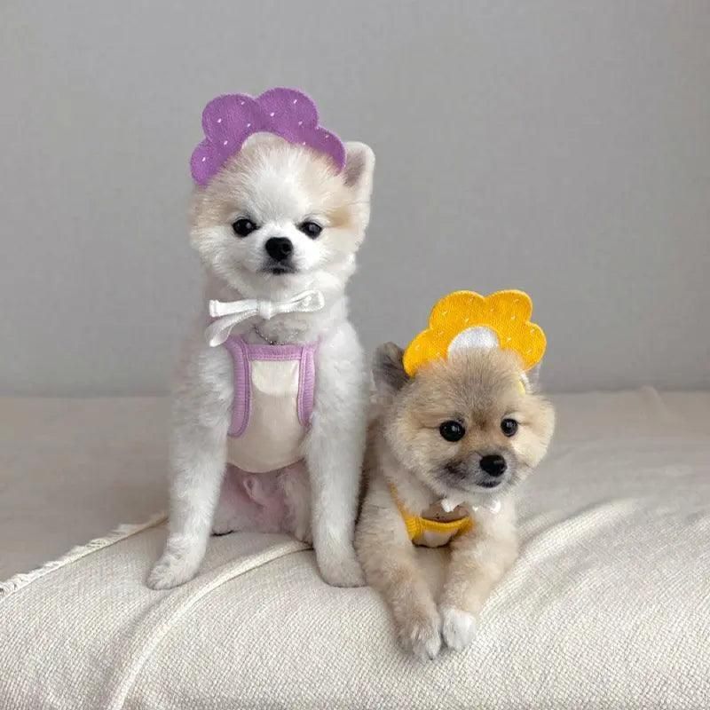 Pet Bandana Bib for Cats and Dogs Triangle Saliva Scarf for Decoration or Daily Use - Yellow Flower