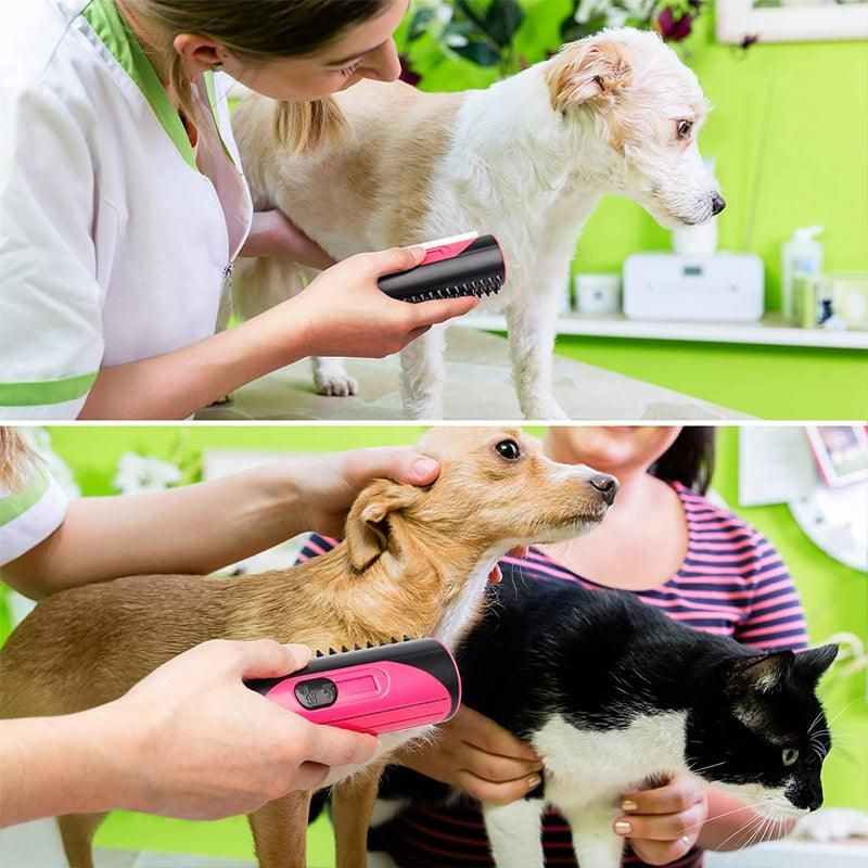 Pet Dog Cat Hair Fur Deshedding Shedding Trimmer Tool Grooming Roll Comb Brush - Red